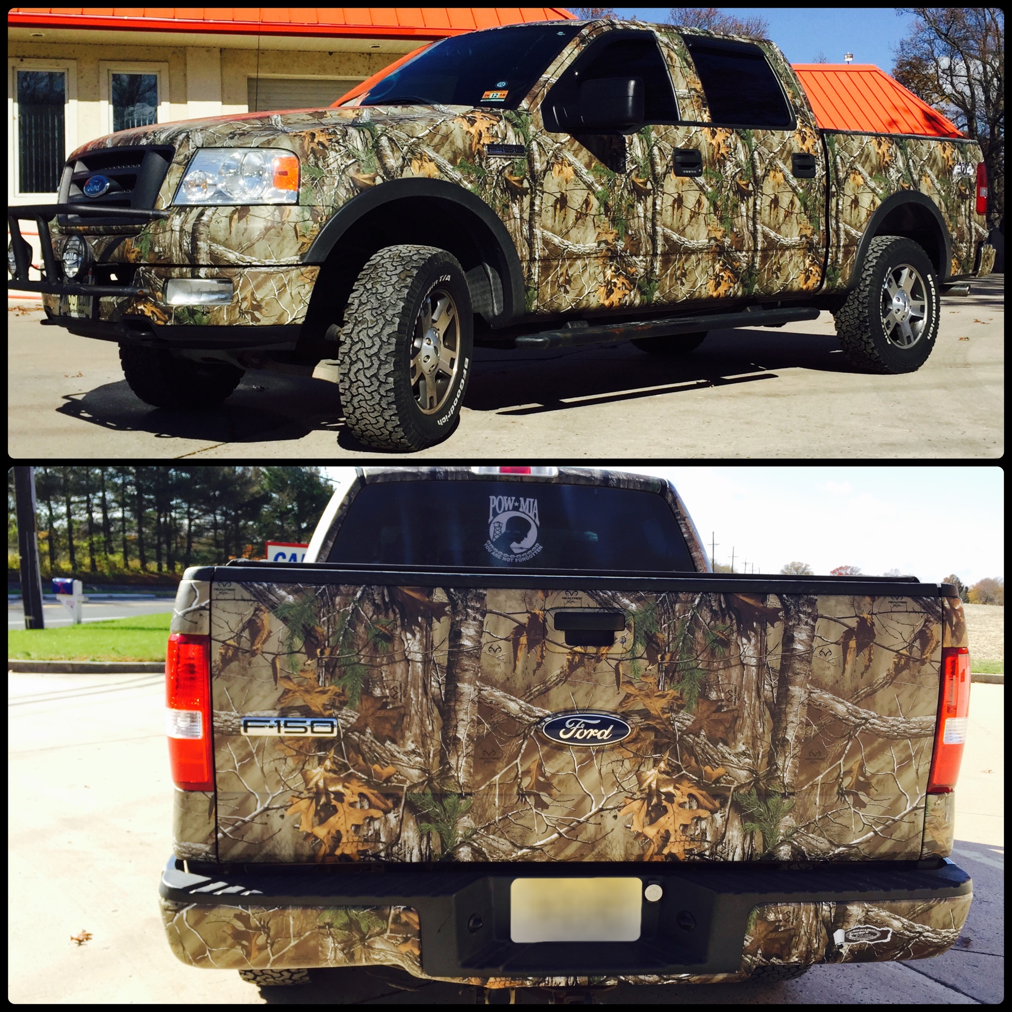 This F150 Camo Wrap was Designed by Acerbo's Auto Trim