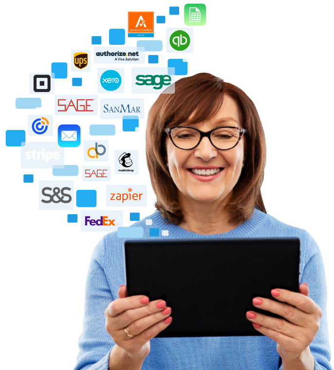 Man smiling and holding a smartphone displaying an app