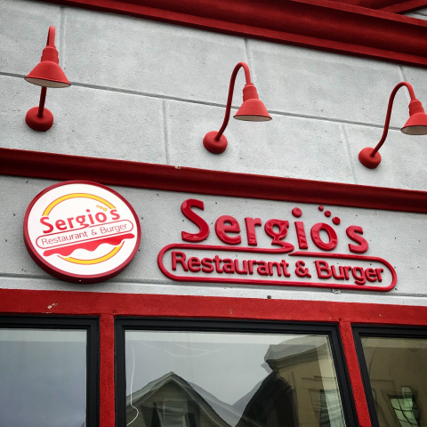 Sergio's Restaurant & Burger Signs.