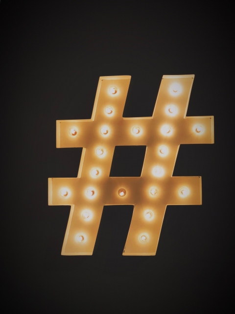 lighted hashtag sign.