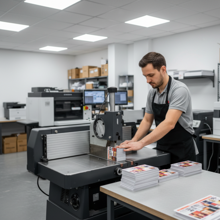 man using print machine